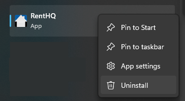 Uninstall the RentHQ Windows App